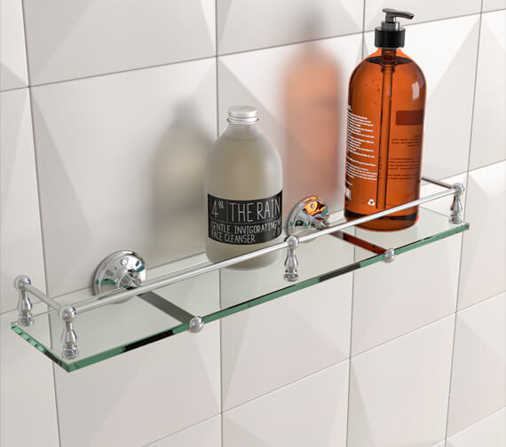 Miller Stockholm Glass Shelf With Guard Rail 500mm 602C