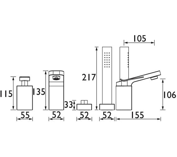 Bristan Alp 4 Hole Chrome Bath Shower Mixer Tap ALP 4HBSM C