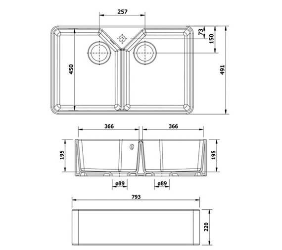 Rangemaster Farmhouse 793 X 491mm Fire Clay Ceramic White Belfast Sink   M700 2022 8 27  9 50 41 797 