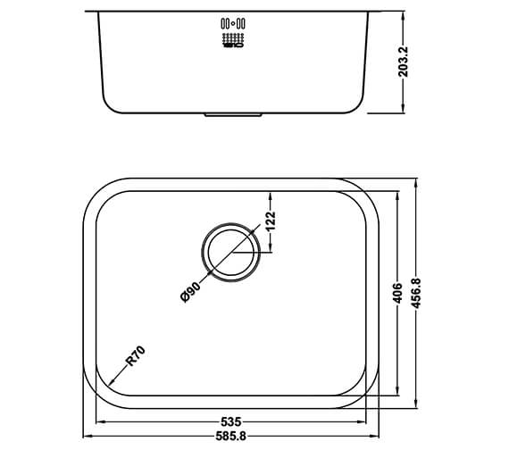 1810 Company Etrouno 550U Satin 1.0 Bowl Undermount Sink