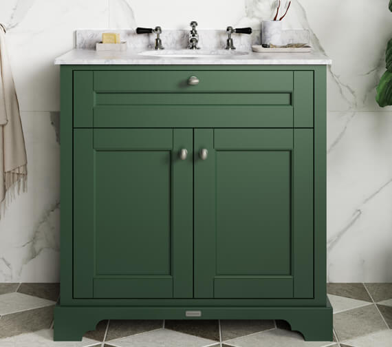 Old London LOF203 Traditional Bathroom Floor Standing Vanity Basin Unit with 1 Tap Hole Ceramic Sink 600mm Storm Grey 