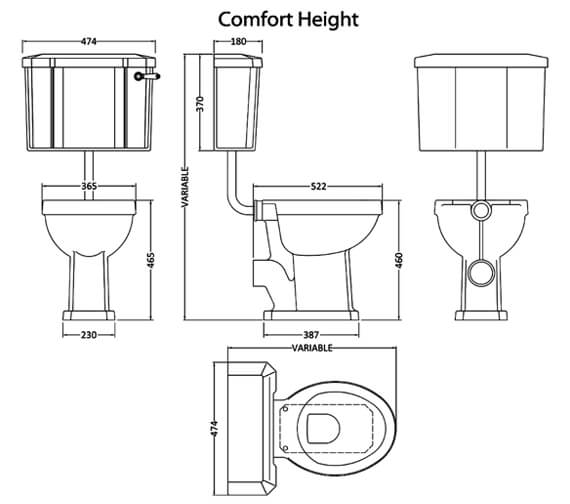 Hudson Reed Richmond Low-Level WC Pan With Cistern And Flush Pipe Kit ...