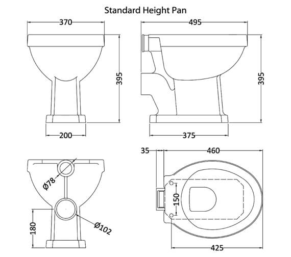 Hudson Reed Richmond Low-Level WC Pan With Cistern And Flush Pipe Kit ...