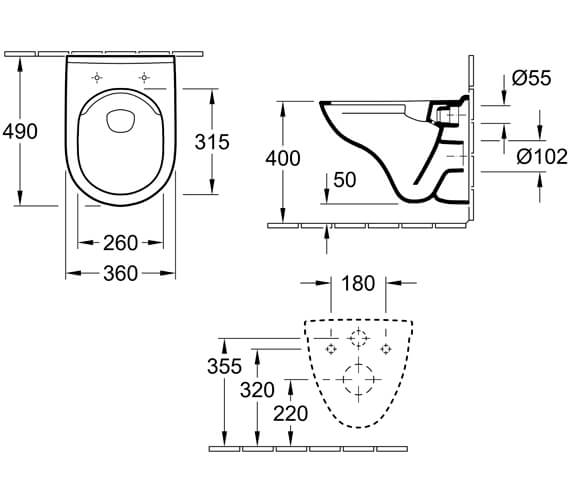 Villeroy And Boch O.Novo 490mm Rimless DirectFlush WC Pan And Seat
