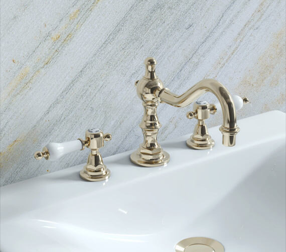 Heritage Glastonbury 3 Taphole Swivel Basin Mixer Tap With Levers TGRC09