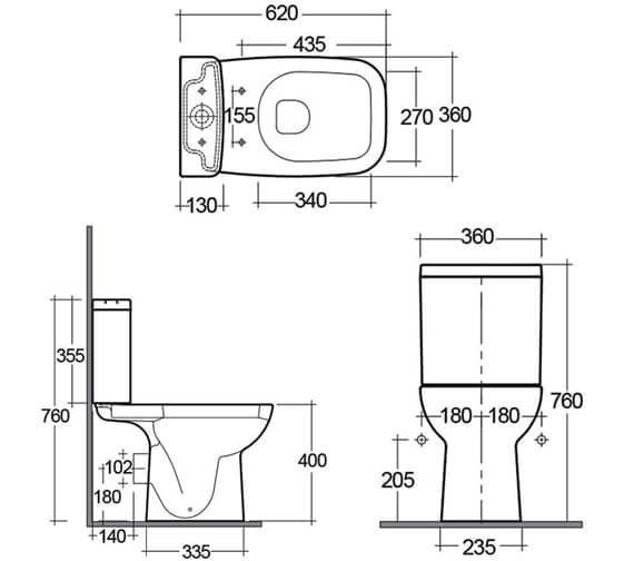 RAK Origin Full Access Close Coupled WC Pan With Cistern - ORI62PAKNS