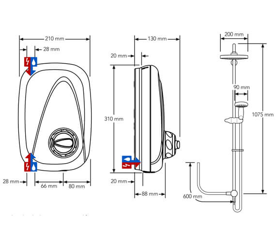 Mira Vigour Thermostatic Dual Outlet Electric Shower 1.1532.426.