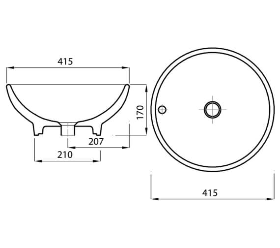 Lecico Layla 415mm Round free Standing Bowl