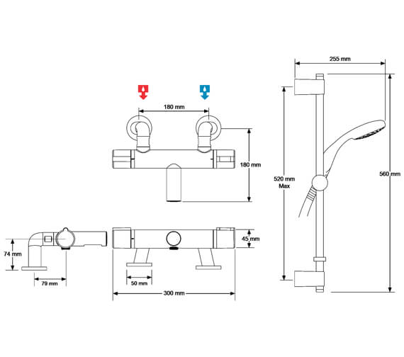 Mira React Deck Mounted Thermostatic Chrome Bath Shower Mixer Tap 1.