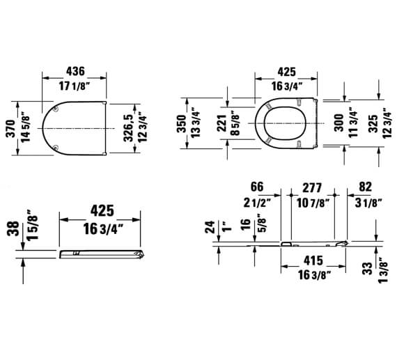 Duravit Starck 3 White Toilet Seat And Cover 370 x 436mm 0063810000.