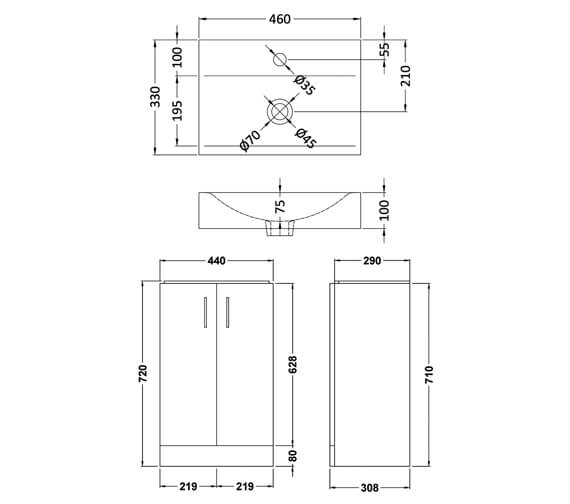 Nuie Mayford Floor Standing Gloss White Cabinet And Basin- VTFW450