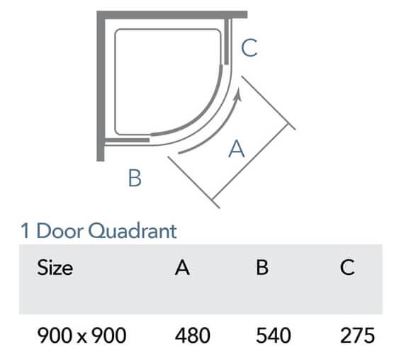 Merlyn 8 Series 900 x 900mm 1 Door Quadrant Shower Enclosure