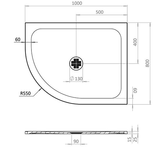 Crosswater Creo 25mm Offset Quadrant Shower Tray