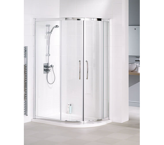 Lakes Classic Easy-Fit Double Door Silver Framed Offset Quadrant Shower Enclosure - 1850mm High