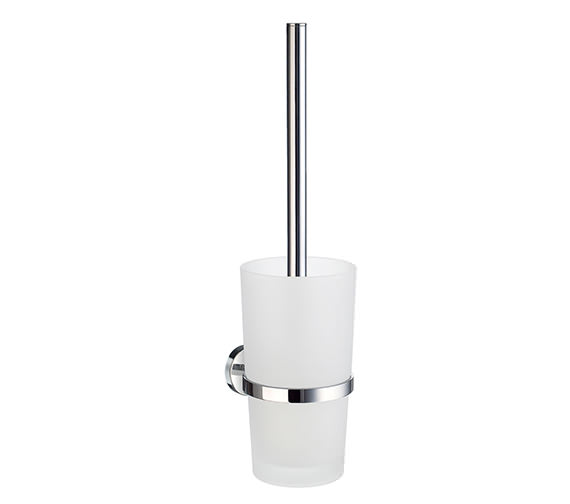 Smedbo Home Chrome Toilet Brush With Frosted Glass Container