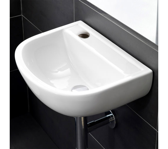 RAK Compact Special Needs 380mm 1 Left Hand Taphole White Wall Hung Basin