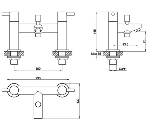 Pura Ivo Bath-Shower Mixer Tap With Handset And Hose - IVBSM