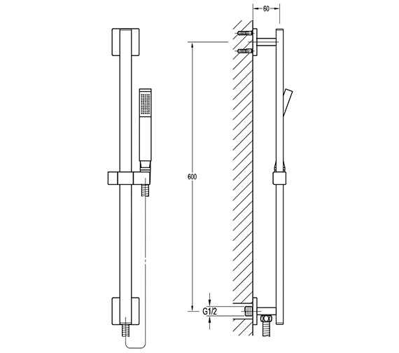 IMEX Bloque Chrome Shower Riser Rail Kit BQSRK