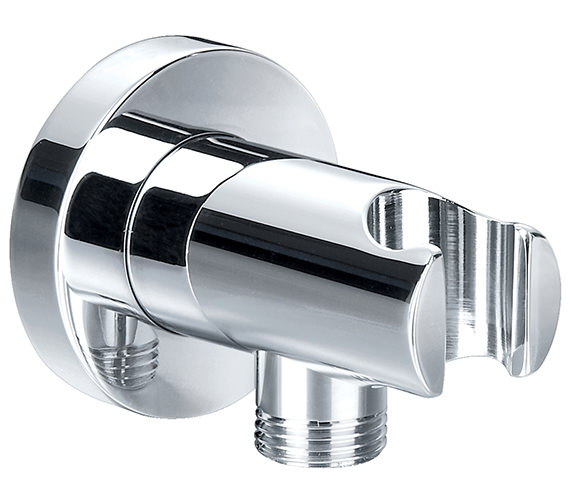 Pura Chrome Round Wall Shower Outlet Elbow With Bracket - KI120A