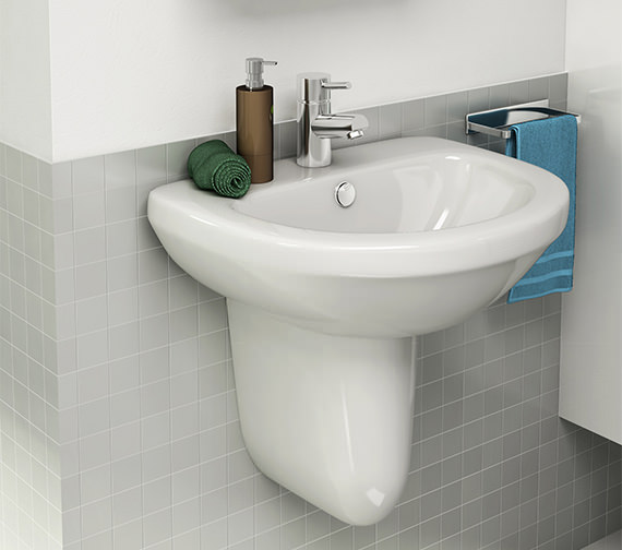 IMEX Ivo White 500mm Compact 1 Tap Hole Basin And Half Pedestal