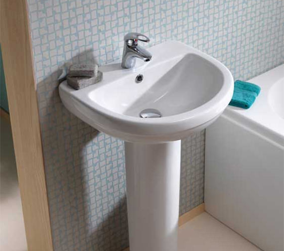 IMEX Ivo White 500mm Compact 1 Tap Hole Basin And Full Pedestal