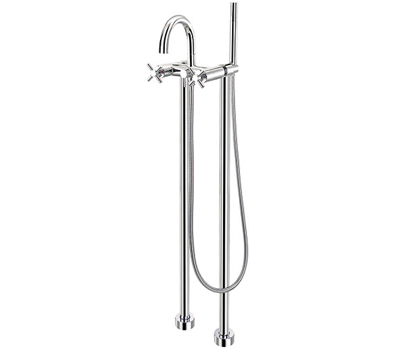 Flova XL Free Standing Diamond Chrome Bath-Shower Mixer Tap With Kit And Extended Legset