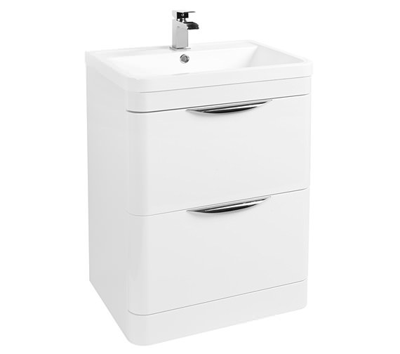 Beo 600mm Floor Standing 2 Drawer Vanity Unit And Basin White