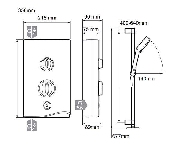 Mira Sport Thermostatic Electric Shower 9KW White And Chrome.