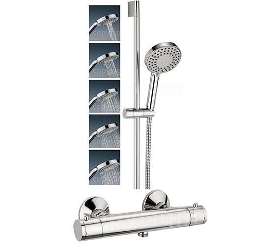 Crosswater Kai Lever Chrome Thermostatic Exposed Valve With 5 Mode Shower Kit