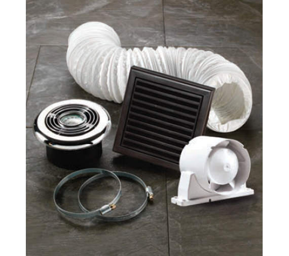 HIB Turbo Bathroom LED Illuminated White Inline Extractor Fan 32200