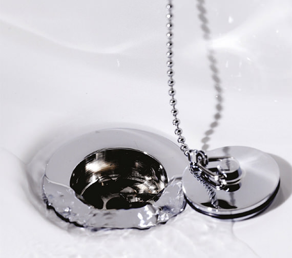 Nuie Slotted Basin Waste With Brass Plug Chrome And Ball Chain - E303