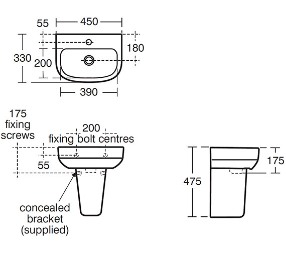 Ideal Standard Playa 45cm Handrinse 1 Taphole Basin With Overflow