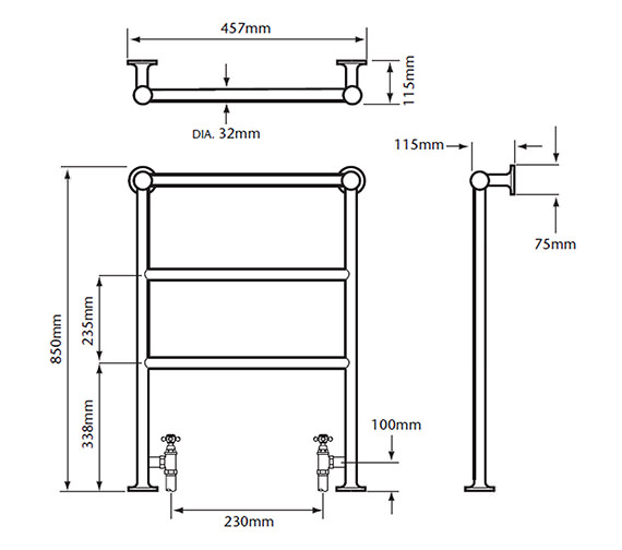 Heritage Portland Cloakroom Heated Towel Rail - AHC79