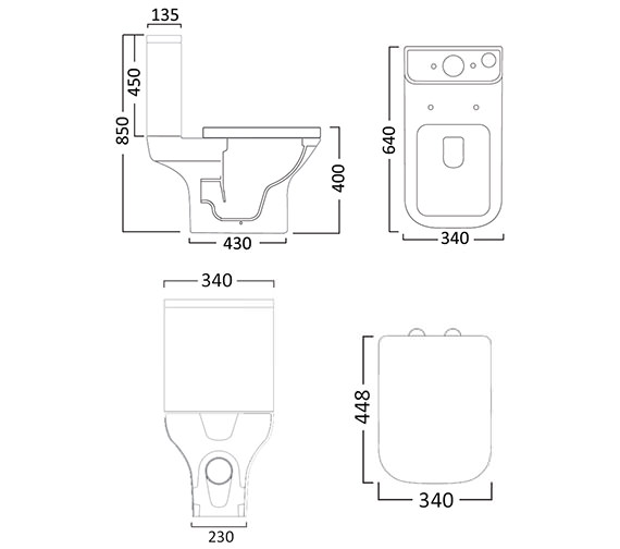 Tavistock Structure Close Coupled 640mm WC With Cistern And Seat