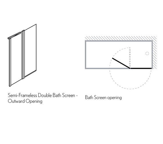 Simpsons Design Semi Frame-less Double Bath Screen