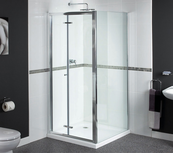 Aqualux Shine Bi-Fold Shower Door 760mm Polished Silver - FEN0898AQU