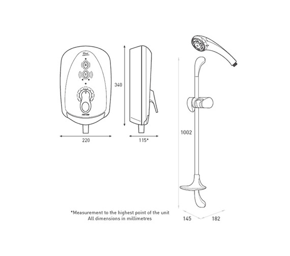 Triton T100e CarE 8.5kw Thermostatic Electric Shower - C10E84PT