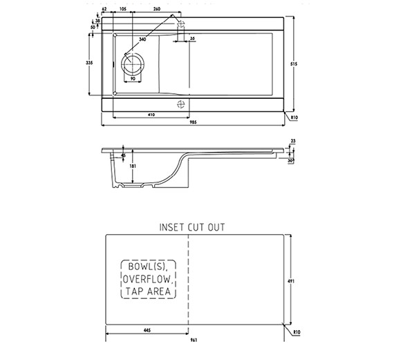 Abode Tydal 1.0 Bowl Reversible Kitchen Sink 