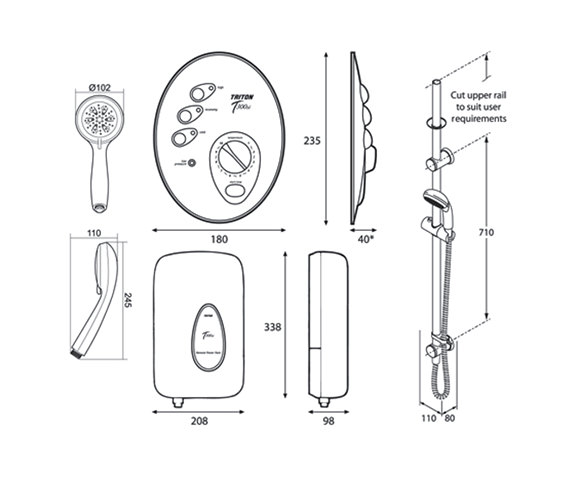 Triton T300si Wireless Electric Shower 10.5kw SP3010SIWLSA
