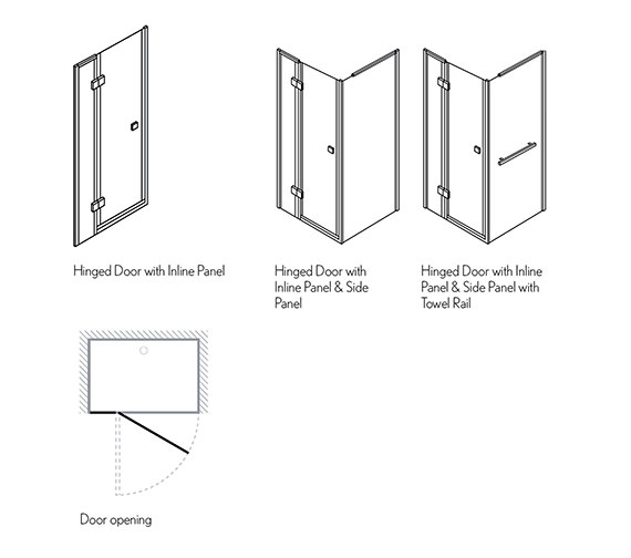 Simpsons Design Hinged Shower Door 1100mm With Inline Panel
