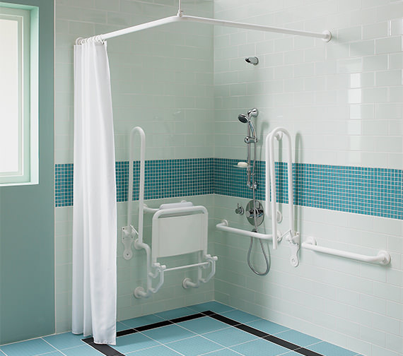 Twyford Doc.M Shower Pack With Blue Grab Rails And Seat | PK7005BE