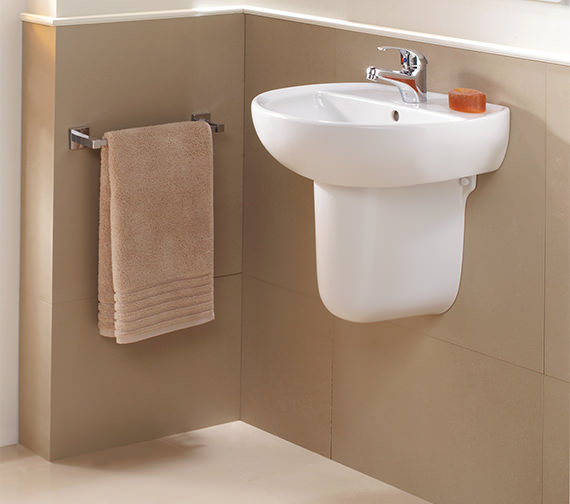 Twyford Alcona 550 x 420mm 1 Tap Hole Washbasin | AR4211WH