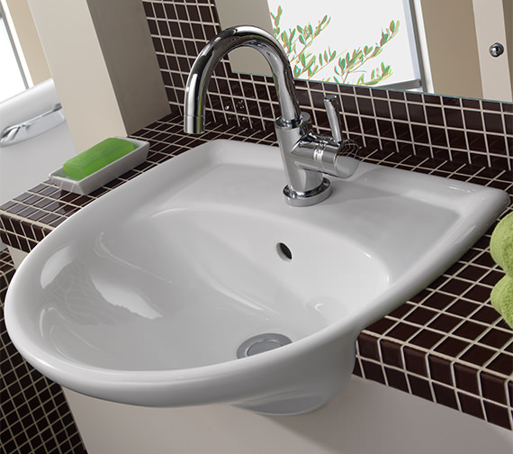 Twyford Galerie 500mm Wide 1 Tap Hole Semi Recessed Basin GN4621WH