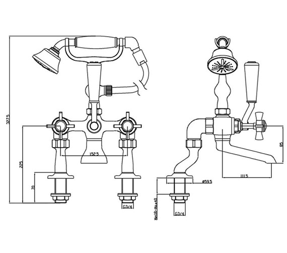 Heritage Dawlish Chrome Bath Shower Mixer Tap - TDCC02