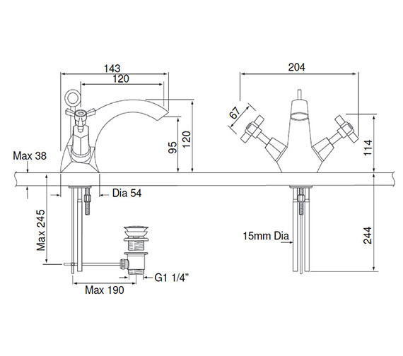 Heritage Gracechurch 1TH Basin Mixer Tap With Chrome Handles | TGRDC04