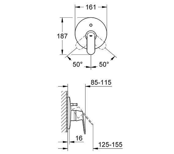 Grohe Eurosmart Cosmo Chrome Shower Mixer Trim 19383000