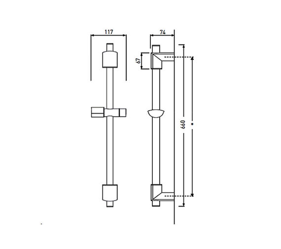 Bristan Evo EVC ADR02 C Duschstange – Verchromt, Mit Verstellbaren Halterungen, Max. 660 Mm, Für Alle Bristan Brauseschläuche