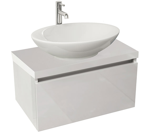 IMEX Echo 600mm Single Drawer Wall Mounted Unit And Worktop Gloss White - EC60WMWG
