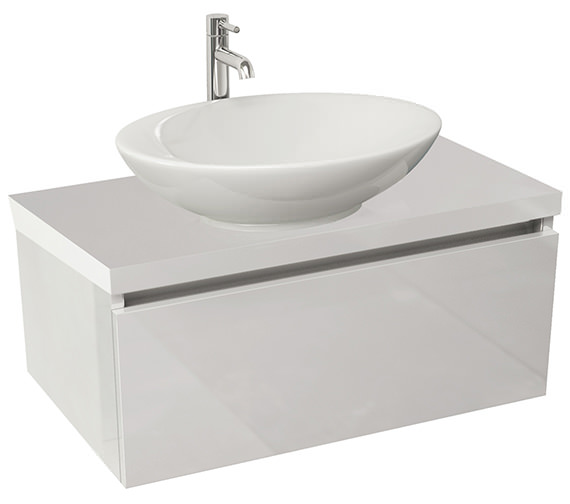 IMEX Echo 800mm Single Drawer Wall Mounted Unit And Worktop Gloss White