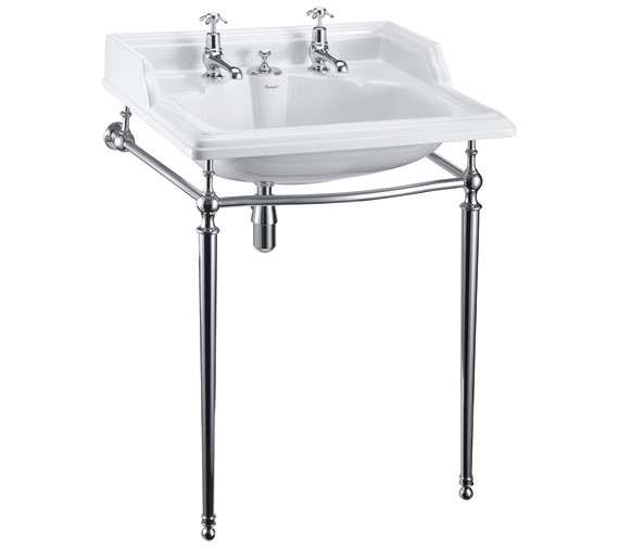 Burlington Classic White Invisible Overflow Basin With Chrome Wash Stand